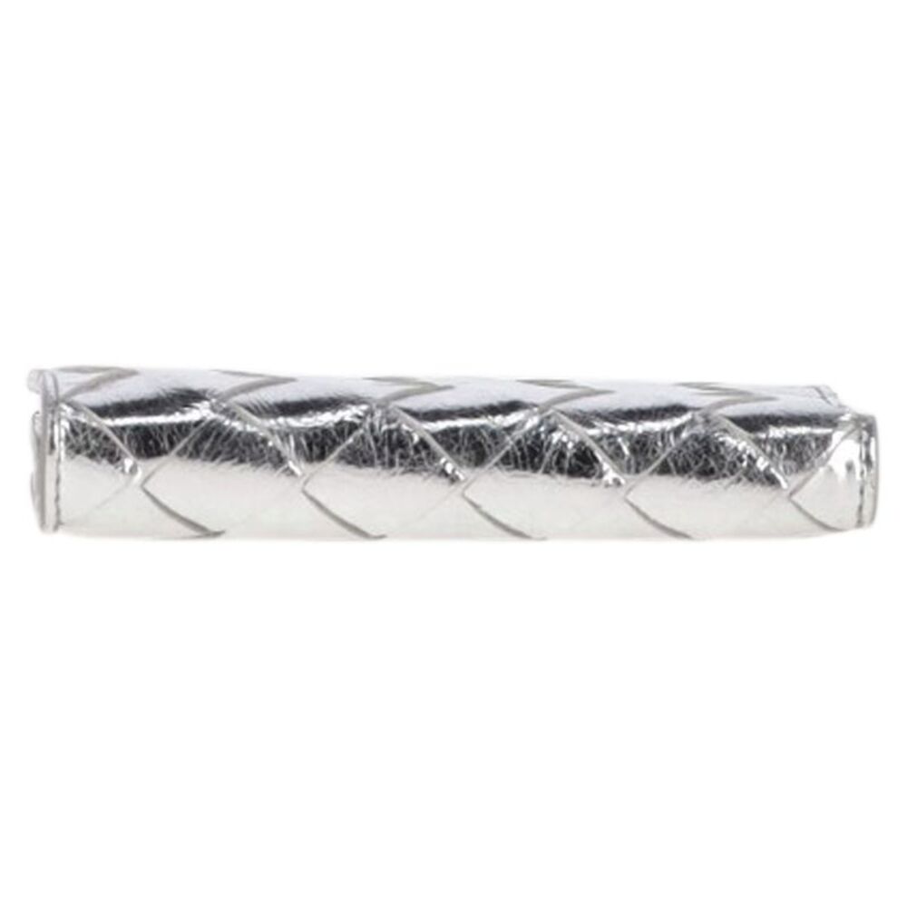 Bottega Veneta Small Intrecciato Bi-Fold Wallet in Metallic Silver Lamb Leather - Picture 2 of 9